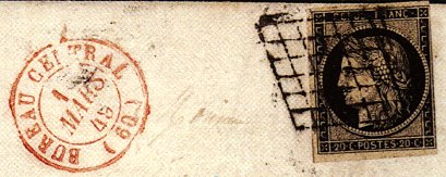 Timbre à date du bureau central