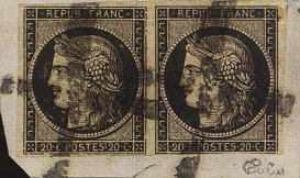Les oblitération de janvier 1849