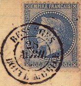 Timbre à date au type 15 avec ville et mention : BOITE MOBILE