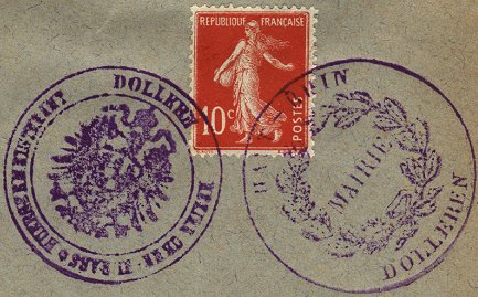 Timbre à date des bureaux de poste dans l'Alsace reconquise (1915)