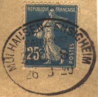 Timbre à date allemand récupéré (1918-1919)