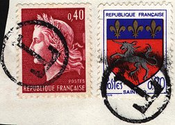 Timbre poste annulés en SUISSE par un cercle contenant la lettre T
