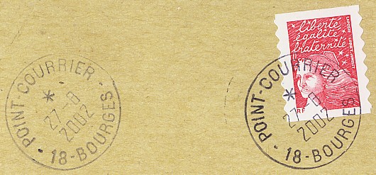 Timbre à date au type A9 avec mention "POINT COURRIER