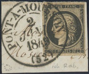 Les oblitération de janvier 1849