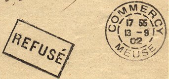Cause de non remise des correspondances avec mention  : REFUSE