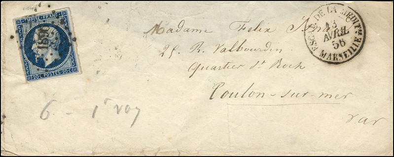 Timbre à date au type 15 avec mention : ESCADRE DE LA MEDIT MARSEILLE
