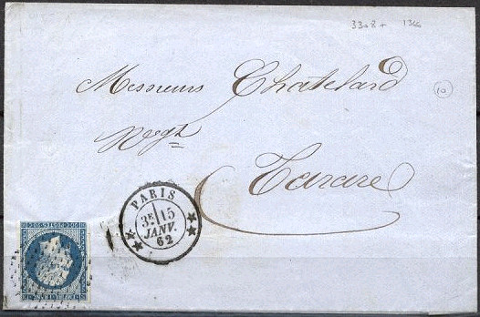 Timbre à date au type 17 avec mention : PARIS ** **