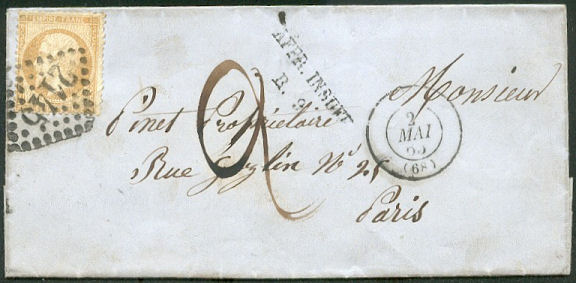 Marque avec mention : AFFR INSUFF R et numéro de rayon