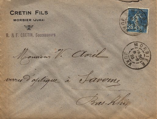 Timbre à date au type 84.01 ou A3