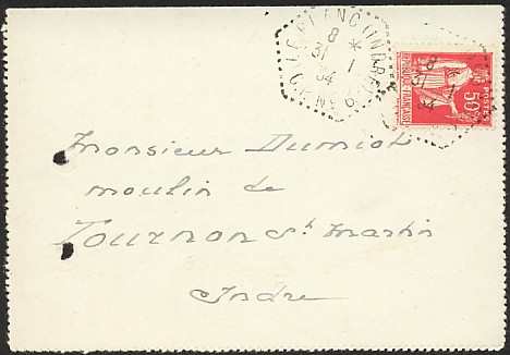 Timbre à date de la poste rurale automobile au type G4