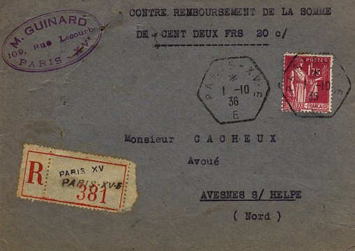 Timbre à date des recettes auxiliaires urbaine au type D4