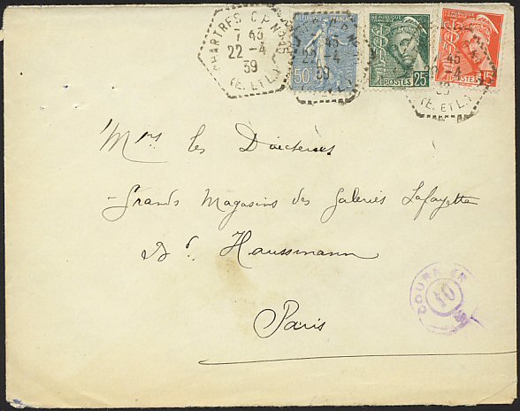 Timbre à date de la poste rurale automobile au type G4