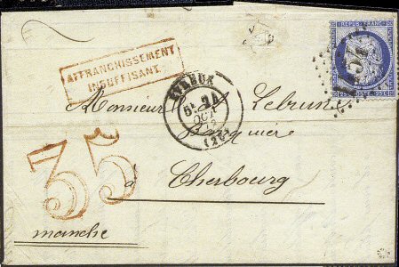 Timbres taxe double traits 35c
