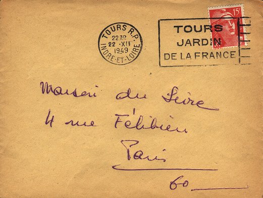 Oblitérations mécaniques avec timbre à date et texte dans un rectangle avec lignes acolees