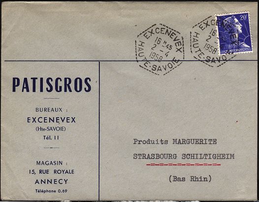 Timbre à date de la poste rurale au type F7