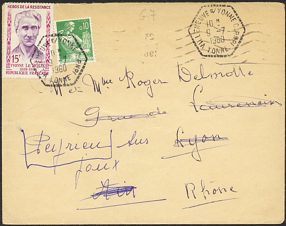 Timbre à date de la poste rurale automobile au type G7