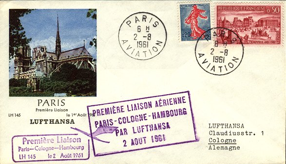 Timbre à date au type A7 avec mention : PARIS / AVIATION