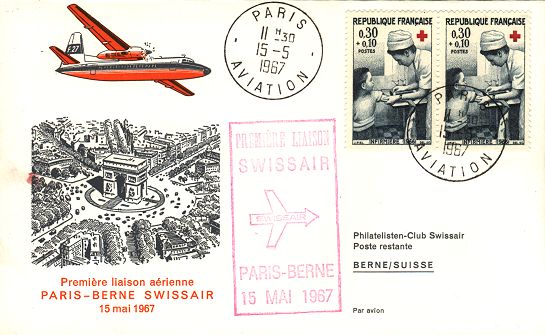 Timbre à date au type A8 avec mention : PARIS / - AVIATION