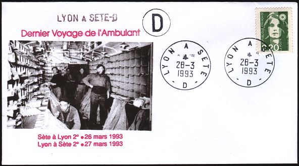 Les timbres à date modernes des ambulants avec mention : Nom de ville de départ + "