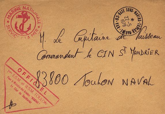 Timbre à date de la base de sous marins de Toulon