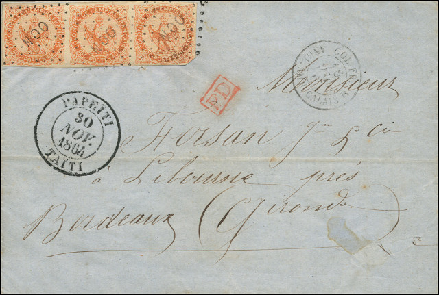 Timbre à date au type 14 avec mention : PEPEÏTE TAÏTI