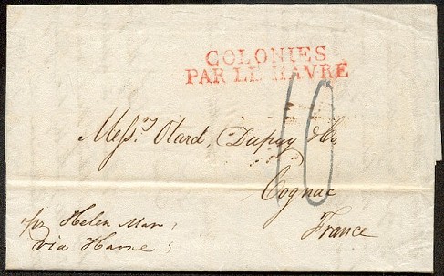 Marque linéaire avec mention COLONIES PAR LE HAVRE