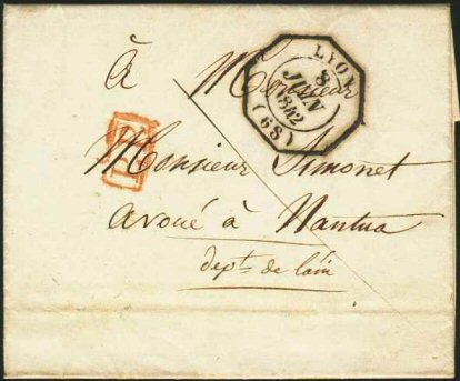 Timbre à date de hexagonal de Lyon