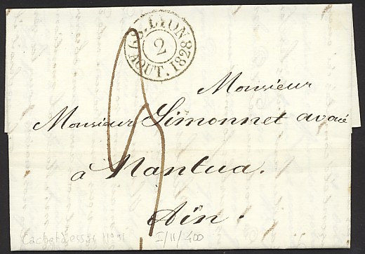 Essais de timbre à date de 1829