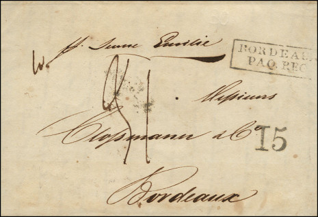 Marque encadrée avec mention : BORDEAUX PAQ REG