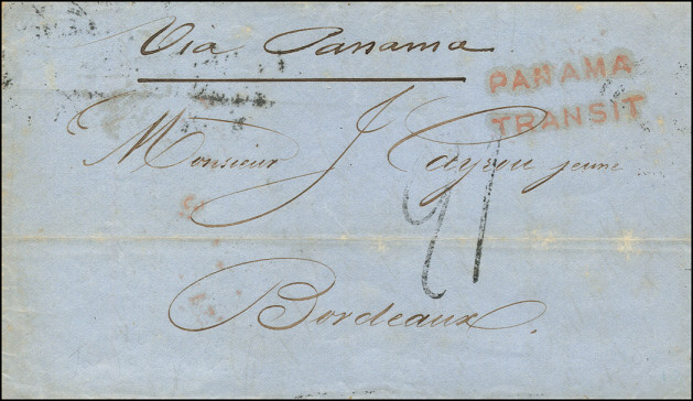 Marque linéaire avec mention : TRANSIT PANAMA