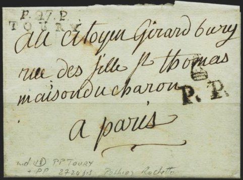 Marque avec mention P.P. surmonté d'un bonnet Phrygien
