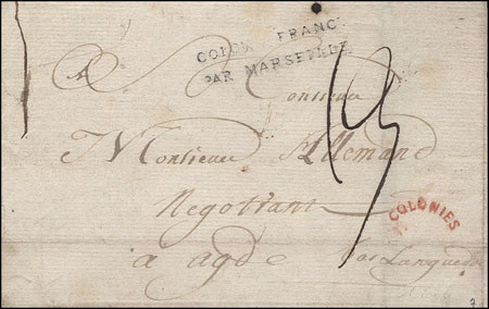 Marque cintrées avec mention : COLONIES