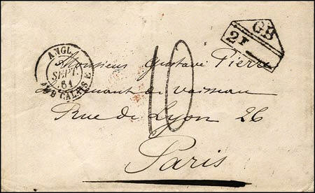 Timbre à date d'entrée par voie de mer au type 15
