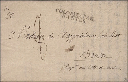 Marque linéaire avec mention COL PAR + nom de ville