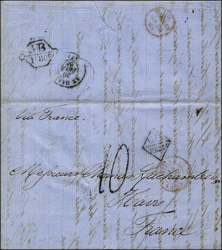 Marque hexagonale avec cercles aux bouts, lettres GB et valeur
