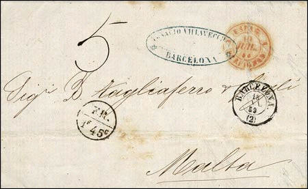 Marque ronde avec mention : FR 1f 45c