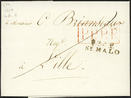 Marque encadrée avec mention P.P.P.P. (Port Payé en Passe Paris)