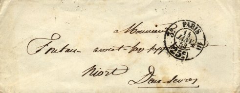 Timbre à date pour les lettres en port du de Paris à Paris