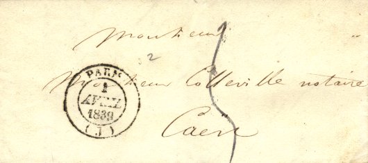 Timbre à date au type 14 des bureaux de quartier de Paris grandes lettres