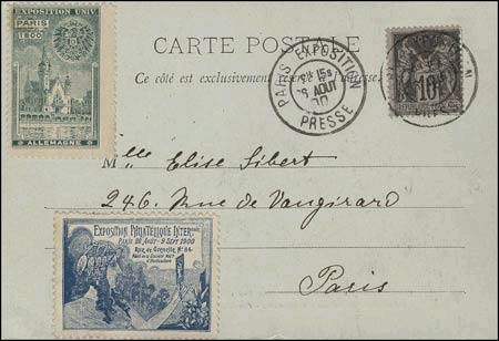 Timbre à date de l'exposition Universelle de 1900 avec mention : PARIS-EXPOSITION PRESSE