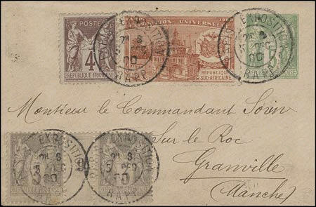 Timbre à date de l'exposition Universelle de 1900 avec mention : PARIS EXPOSITION RAPP