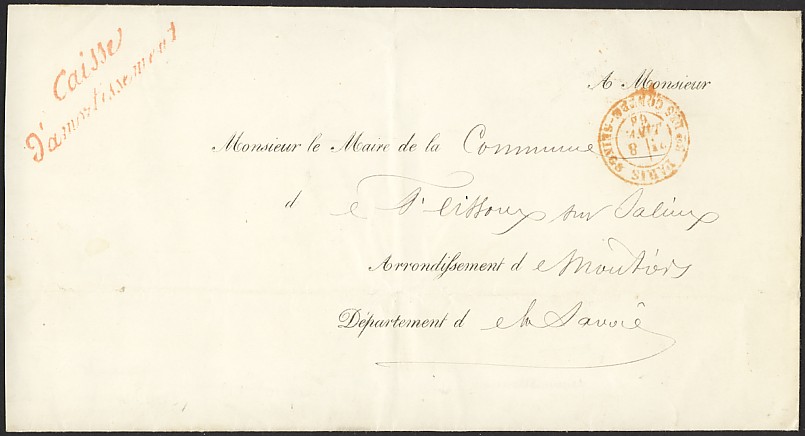 Timbre à date au type 17 avec mention : Sce DES CONTRE - SEINGS