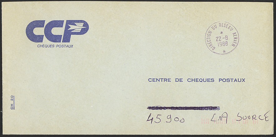 Timbre à date au type a8 avec mention : DIRECTION DU RESEAU AERIEN