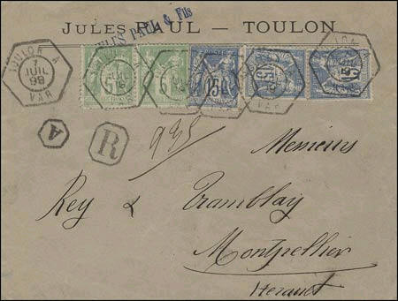 Marque hexagonale d'identification des bureaux auxiliaires avec lettre