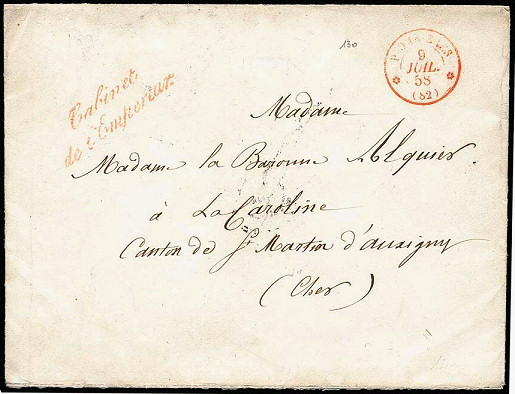Timbre à date au type 15 avec mention PALAIS DE PLOMBIERE et fleurons latéraux