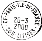 Timbre à date avec mention : CF-PARIS-ILE-DE-FRANCE / - SUD - LITIGES - /