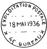 Timbre à date avec mention : EXPLOITATION POSTALE / X 4E BUREAU X /