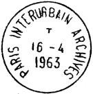 Timbre à date avec mention : PARIS INTERURBAIN ARCHIVES /