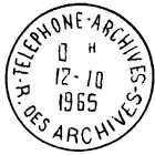 Timbre à date avec mention : TELEPHONE-ARCHIVES / - R DES ARCHIVES - /