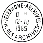 Timbre  date avec mention : TELEPHONE-ARCHIVES / - R DES ARCHIVES - / 